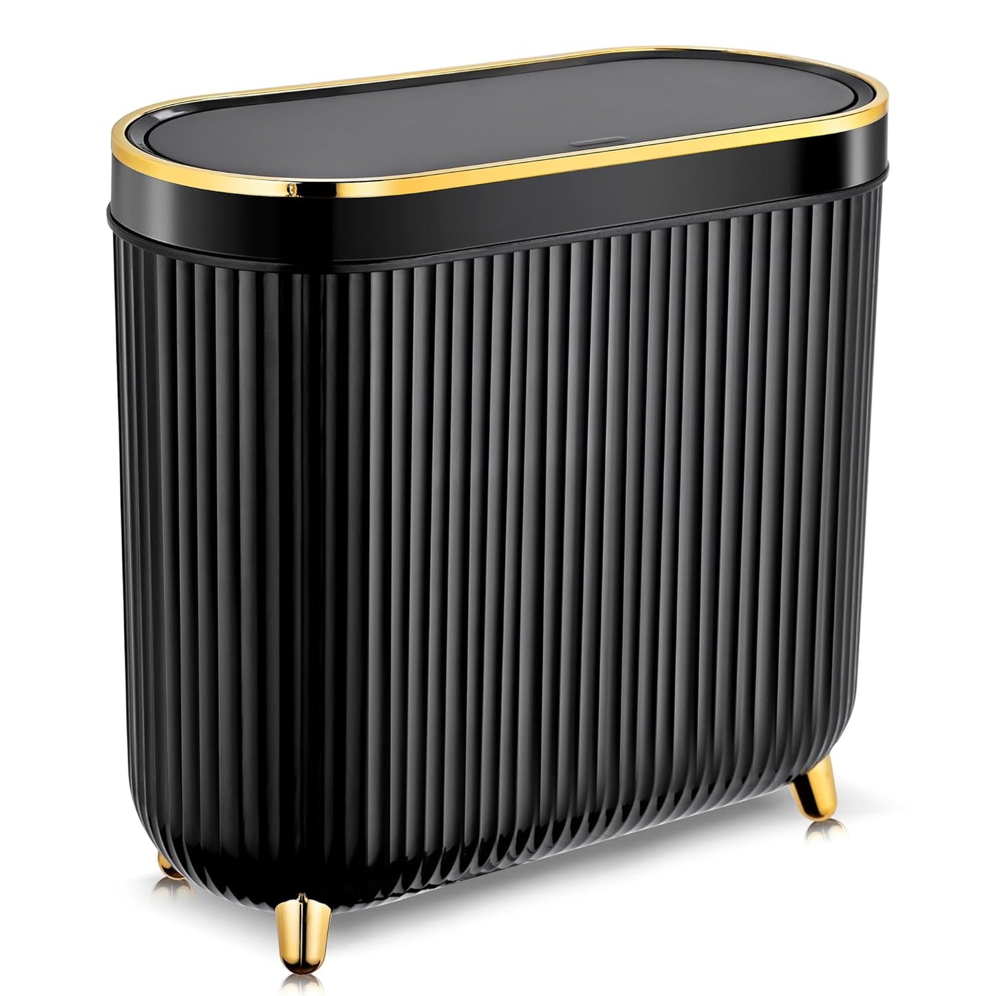 Bathroom Trash Can with Lid 3.2 Gallon Narrow Trash Can Small Plastic Trash Bin 12 Liter with Press Type Lid for Bedroom Bathroom. Mint Green