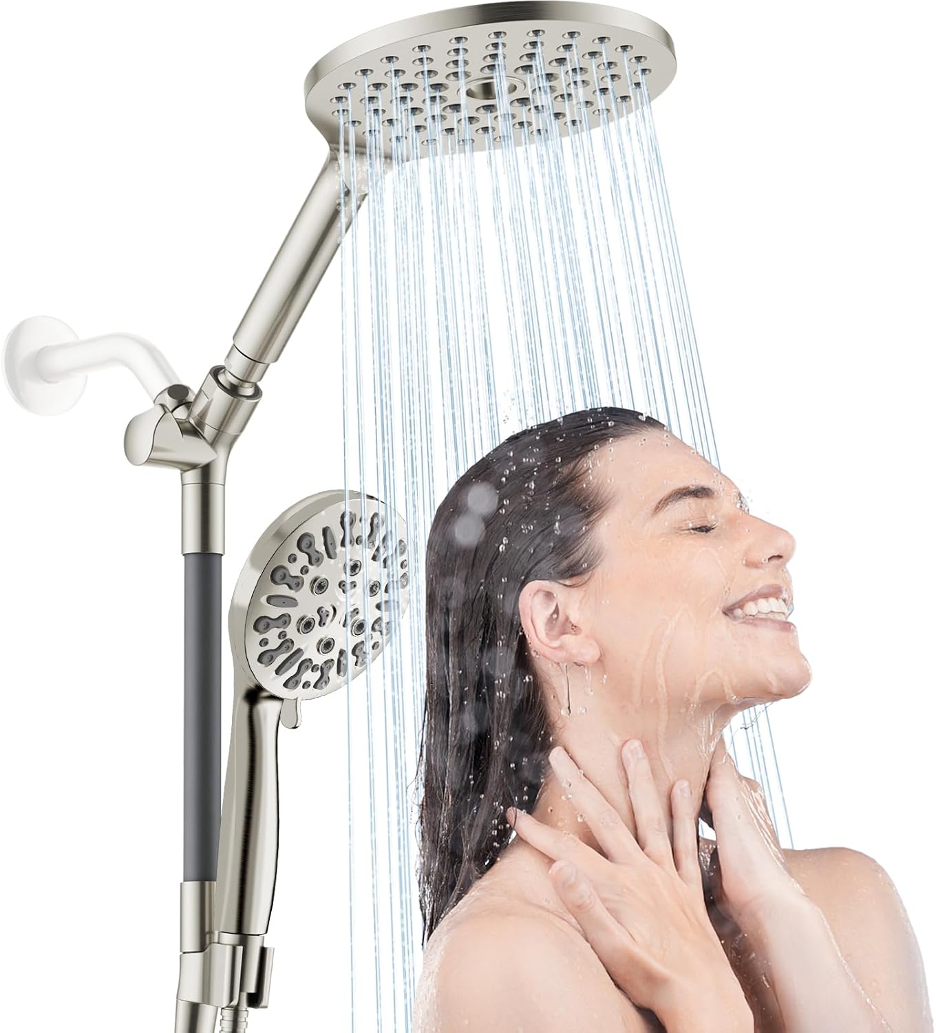 Dual Shower Heads with Handheld Spray. 7.5 Rainfall Shower Head with Handheld Combo. High Pressure Double Shower Heads with Handheld Spray. 9 Modes Hand Showerhead with 78 Hose (Matte Black)