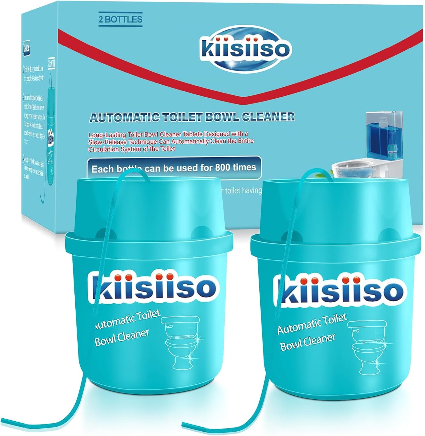 KIISIISO Toilet Bowl Cleaners-6 Pack. Automatic Toilet Tank Cleaner Tablets in Bottles. Long-Lasting Powerful Cleaning. Prevents Bathroom Stain & Odors Build Up. Septic Safe. Blue Water