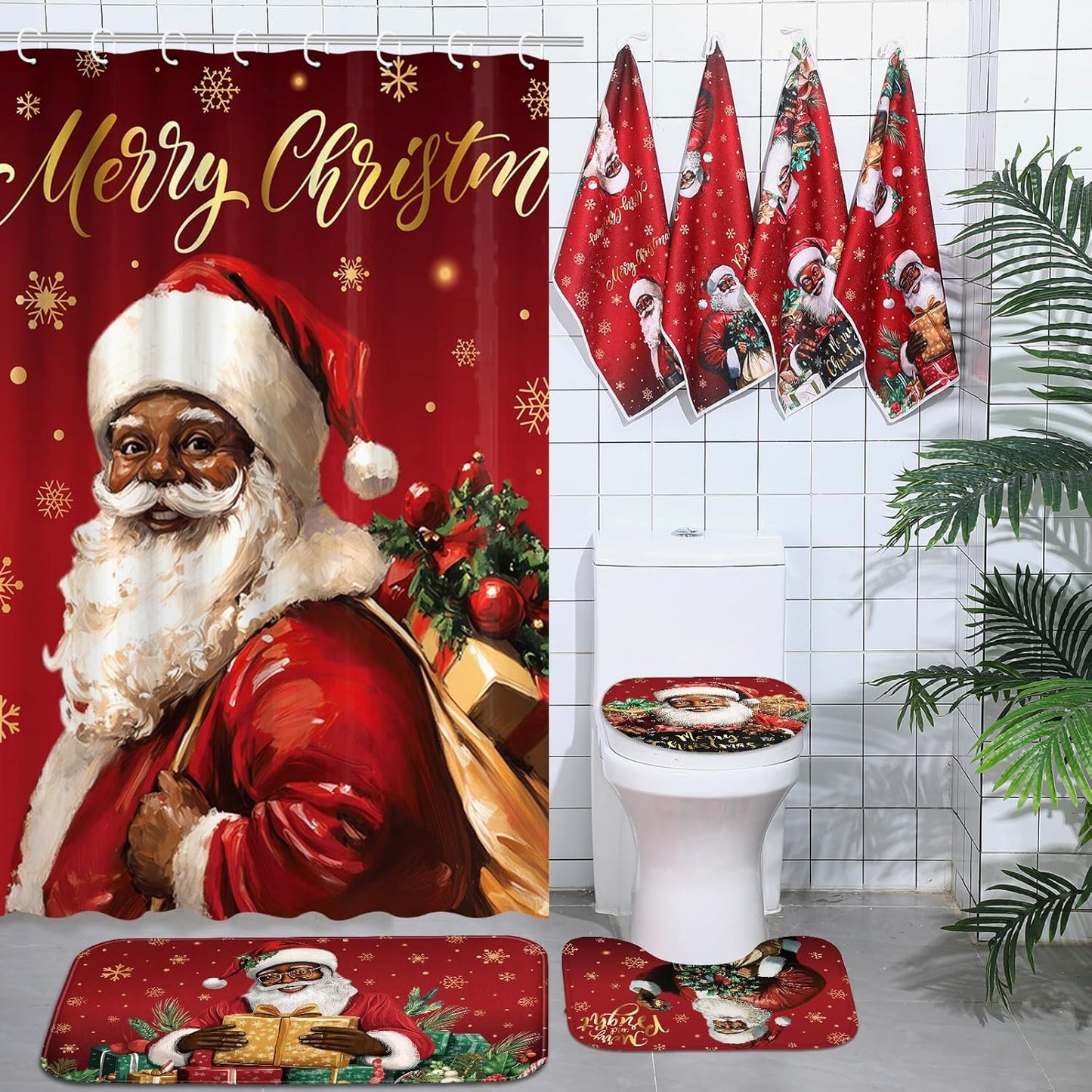 Honoson 8 Pcs Skeleton Shower Curtain Set with Rugs and Kitchen Towels Skeleton Farmhouse Shower Curtain Bathroom Set for Farmhouse Country Summer Halloween Housewarming Gifts Decor